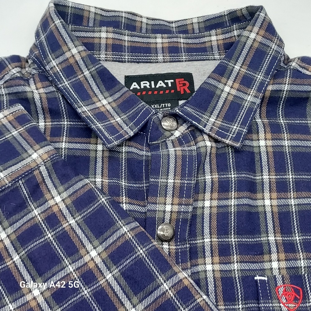 Ariat Work‎ FR Jacket Mens XXL Blue Plaid Flame Resistant CAT 3 10027916